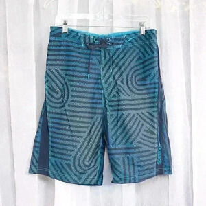 Speedo Swim Trunks Board Shorts M Liner 2 Pockets Blue & Teal Excellent Shape